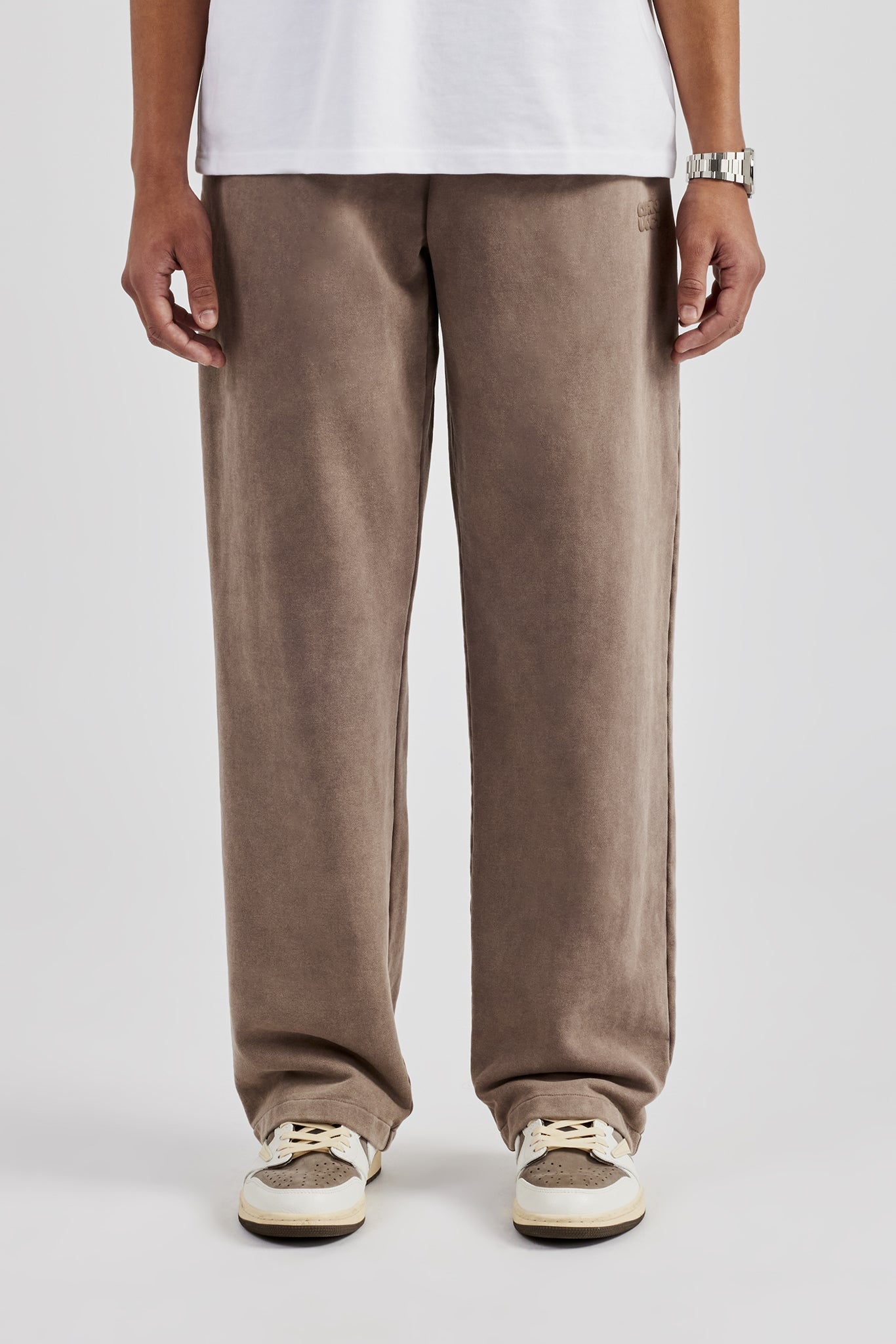 Gewaschene Jogginghose mit geradem Bein - Taupe