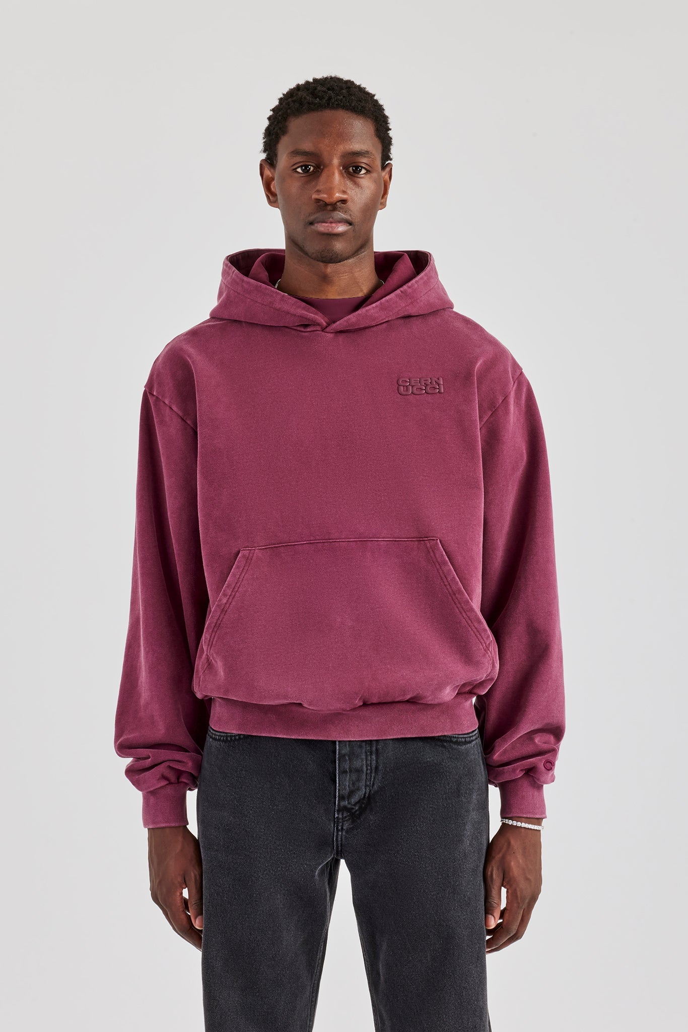 Gewaschener Hoodie - Burgunderrot