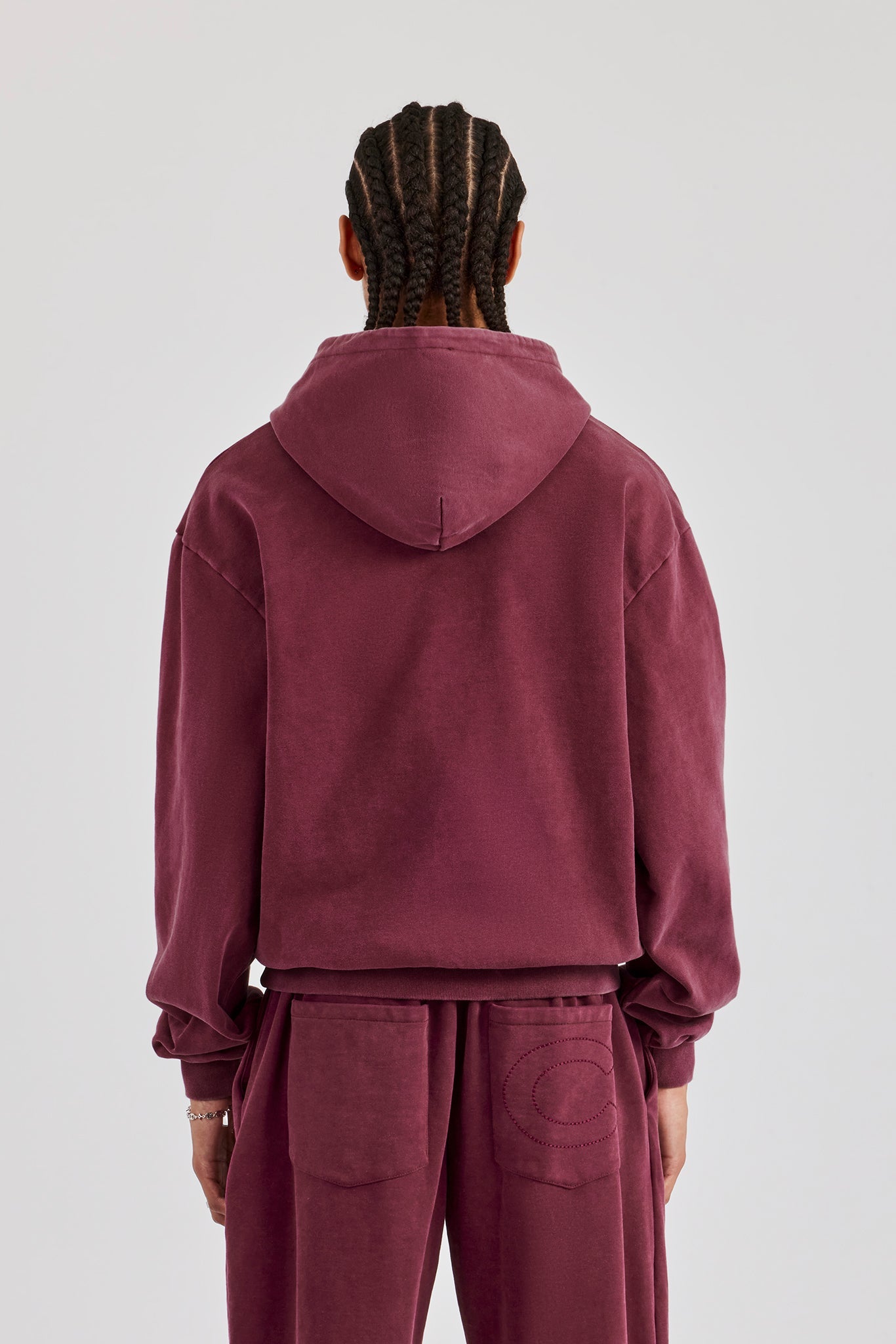 Gewaschener Hoodie - Burgunderrot