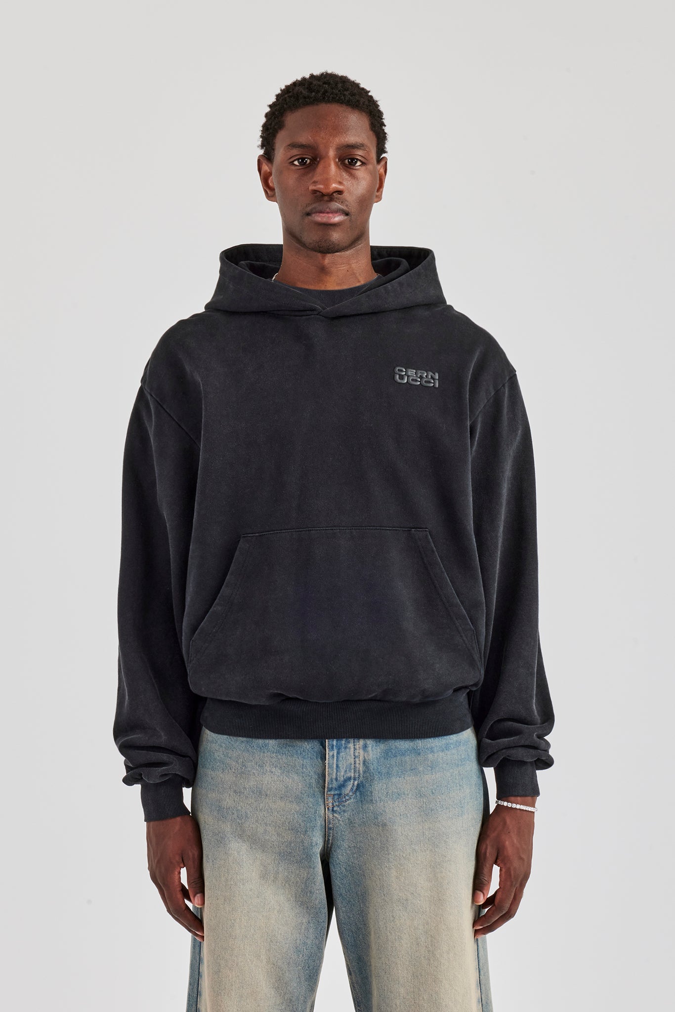 Verwaschener Hoodie - Schwarz