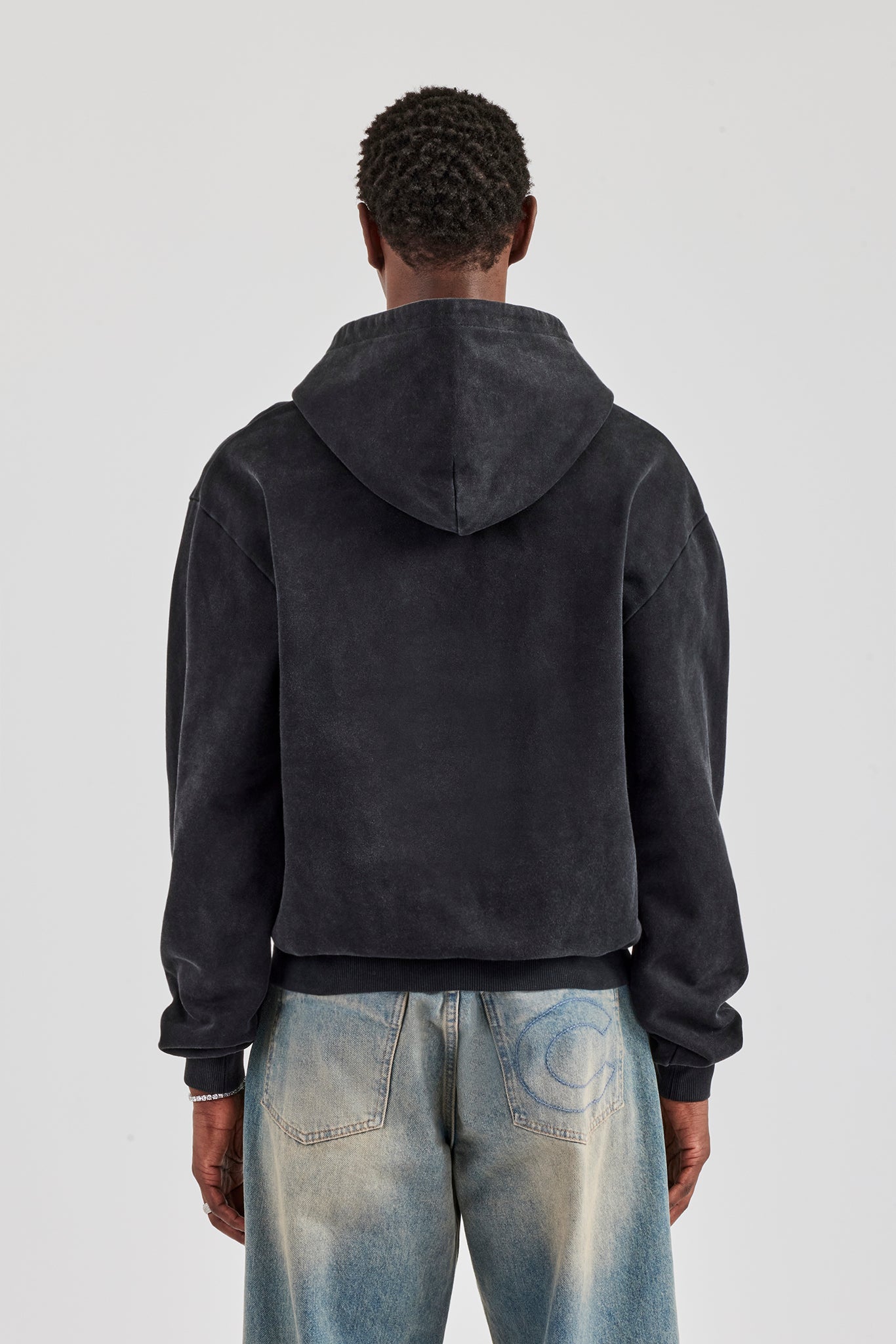 Verwaschener Hoodie - Schwarz