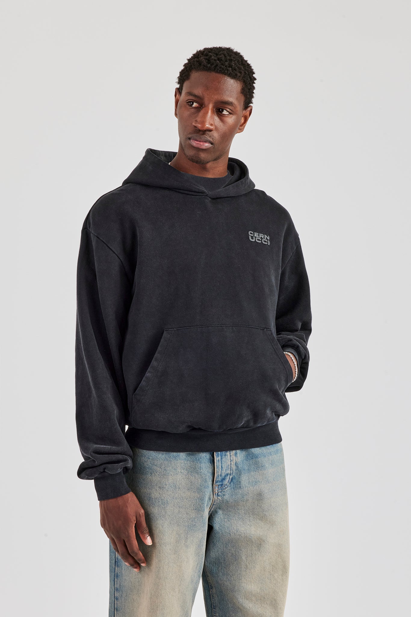 Verwaschener Hoodie - Schwarz