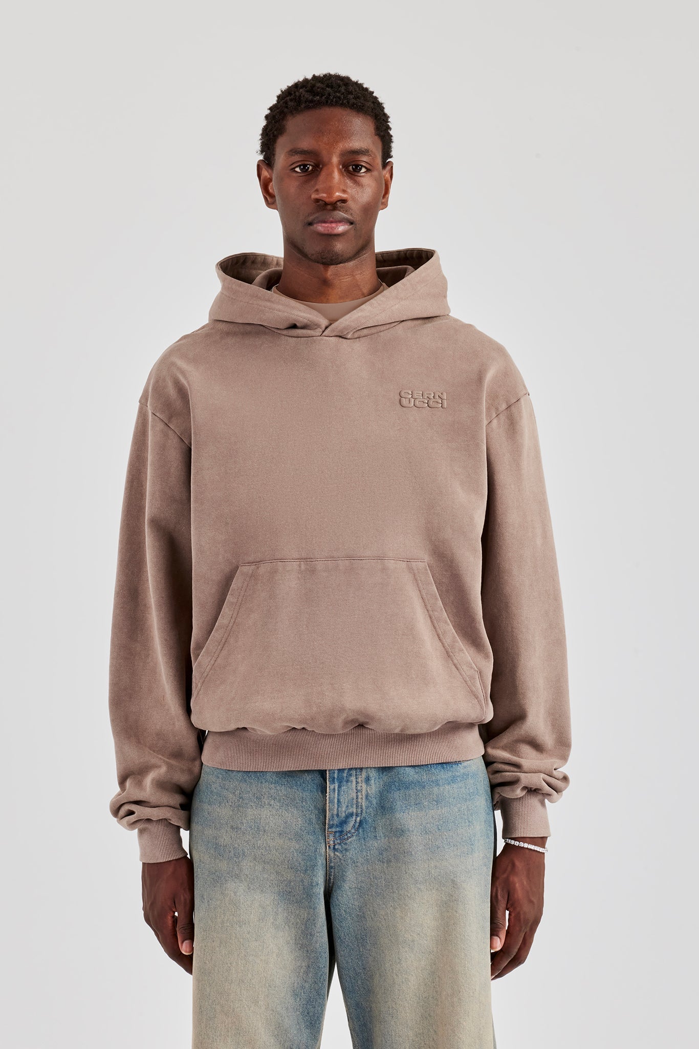 Verwaschener Hoodie - Taupe