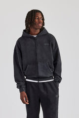 Washed Zip Through Tracksuit - Black
