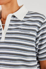 Textured Stripe Short Sleeve Polo - Blue