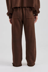 Raw Edge Wide Leg Jogger - Chocolate