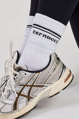Black Stripe Varsity Socks - White