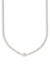 Iced Evil Eye Micro Cuban Necklace - 3mm - White