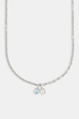 Iced Blue & Clear Double Gemstone Necklace - 10mm