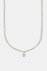 Iced Blue Oval Gemstone Necklace - 10mm