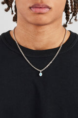 Iced Blue Oval Gemstone Necklace - 10mm