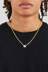 Iced Gemstone Pendant Necklace - 10mm - Gold