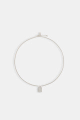 Iced CZ Grid Dog Tag Necklace - 20mm