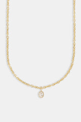 Iced Oval Gemstone Necklace - 10mm - Gold