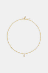 Iced Oval Gemstone Necklace - 10mm - Gold
