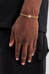 Iced Pave Triangular Rolo Bracelet - 10mm - Gold