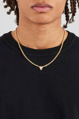 Iced Triangular Pave Pendant Necklace - 10mm - Gold