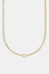 Iced Circle Outline Pendant Necklace - 10mm - Gold