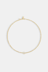 Iced Circle Outline Pendant Necklace - 10mm - Gold