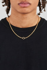 Iced Circle Outline Pendant Necklace - 10mm - Gold