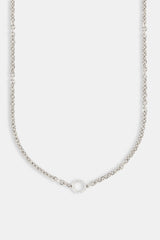 Iced Circle Outline Pendant Necklace - 10mm