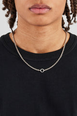 Iced Circle Outline Pendant Necklace - 10mm