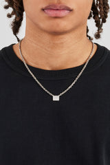 Iced Pave Rectangular Pendant Necklace - 10mm