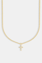 Iced Drop Cross Cuban Chain - 5mm - Gold