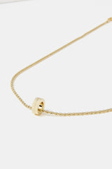 Micro Polished Double Ring Pendant Necklace - 12mm - Gold
