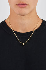 Micro Polished Double Ring Pendant Necklace - 12mm - Gold