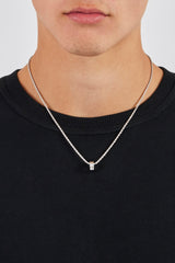Micro Polished Double Ring Pendant Necklace - 12mm