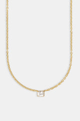 Iced Gemstone Pendant Necklace - 10mm - Gold