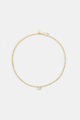 Iced Gemstone Pendant Necklace - 10mm - Gold
