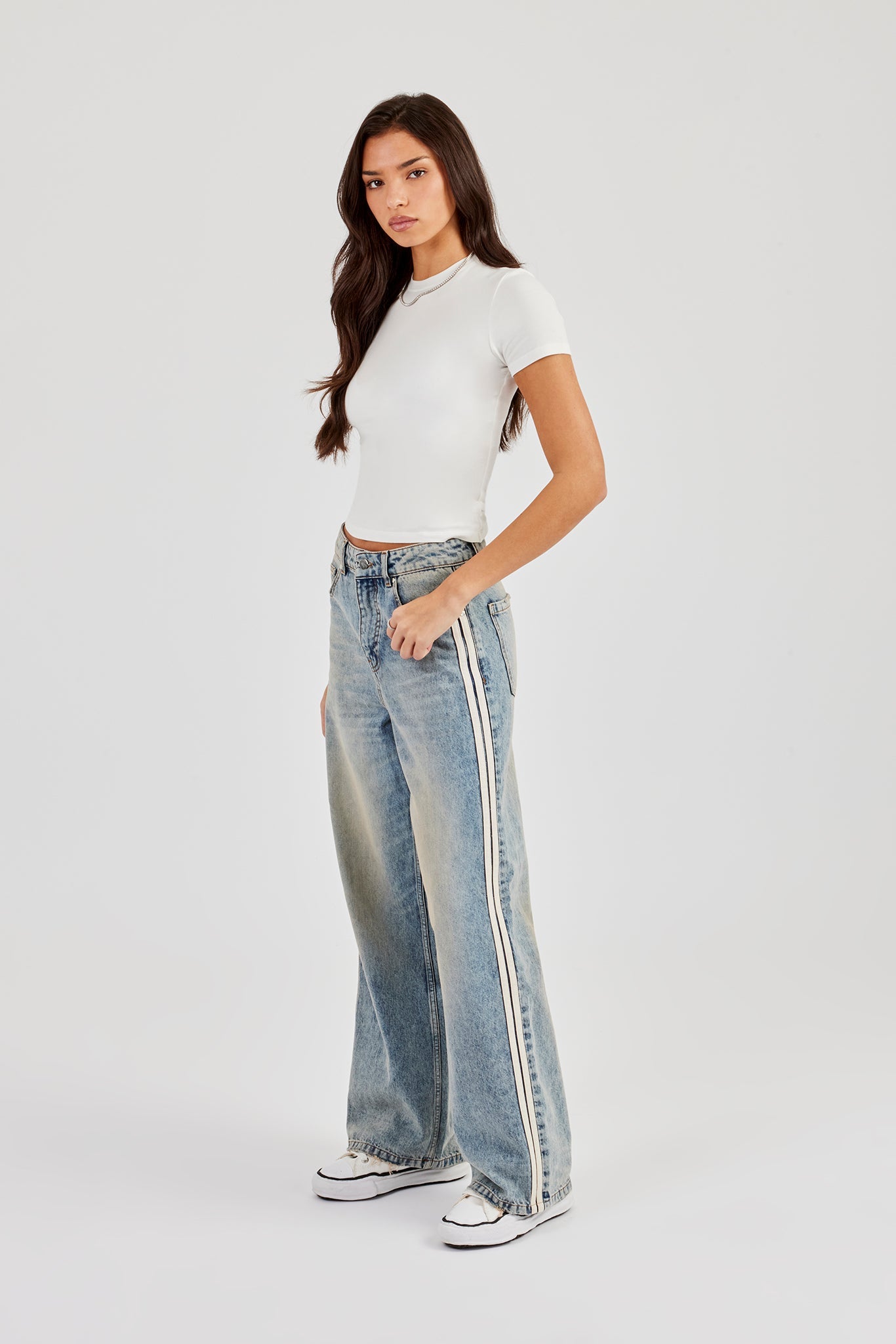 Baggy Fit Tape Detail Jean - Antique Wash