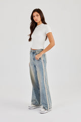 Baggy Fit Tape Detail Jean - Antique Wash