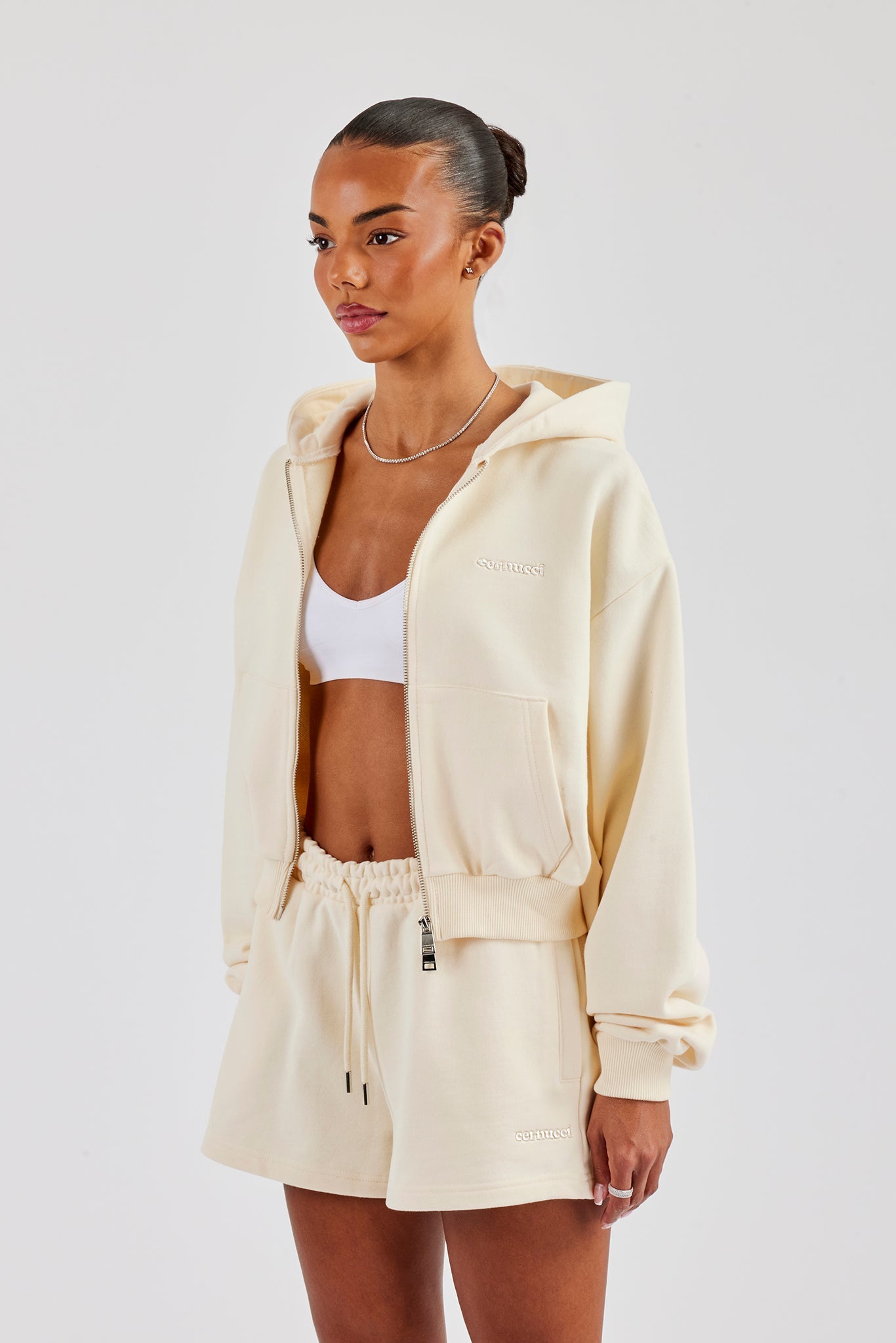 Cropped Zip Through Hoodie - Butter Yellow