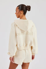 Cropped Zip Through Hoodie - Butter Yellow