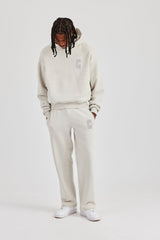 Embroidered C Straight Leg Jogger - Ash Grey