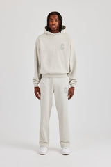 Embroidered C Boxy Hooded Tracksuit - Ash Grey