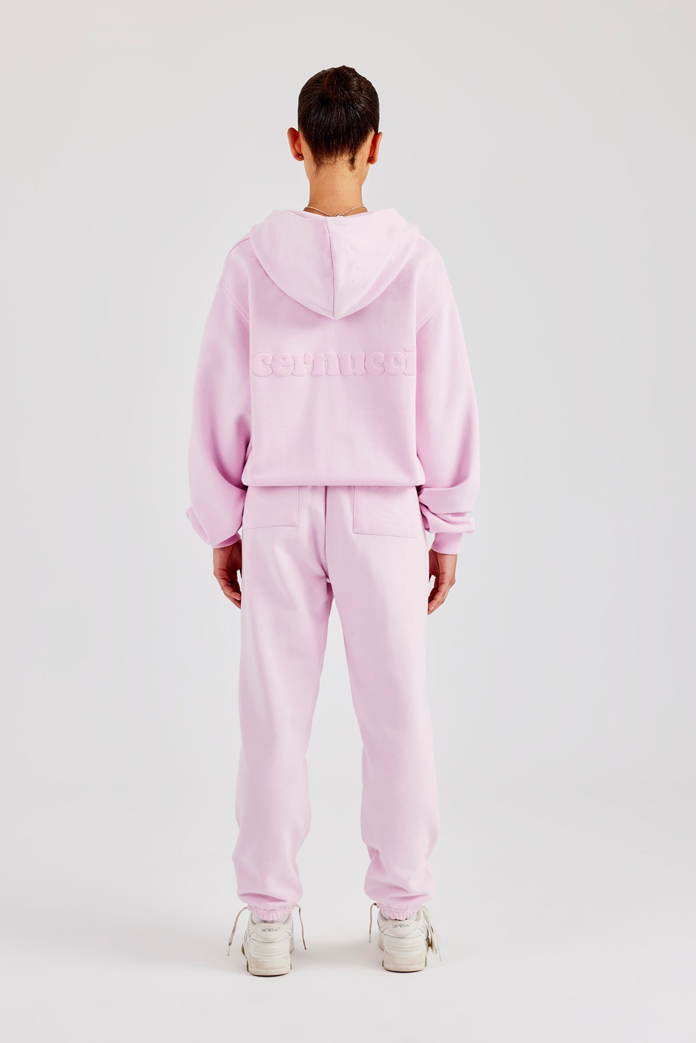 Oversized Zip Through Hoodie & Cuffed Joggers - Pink