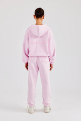 Oversized Zip Through Hoodie & Cuffed Joggers - Pink