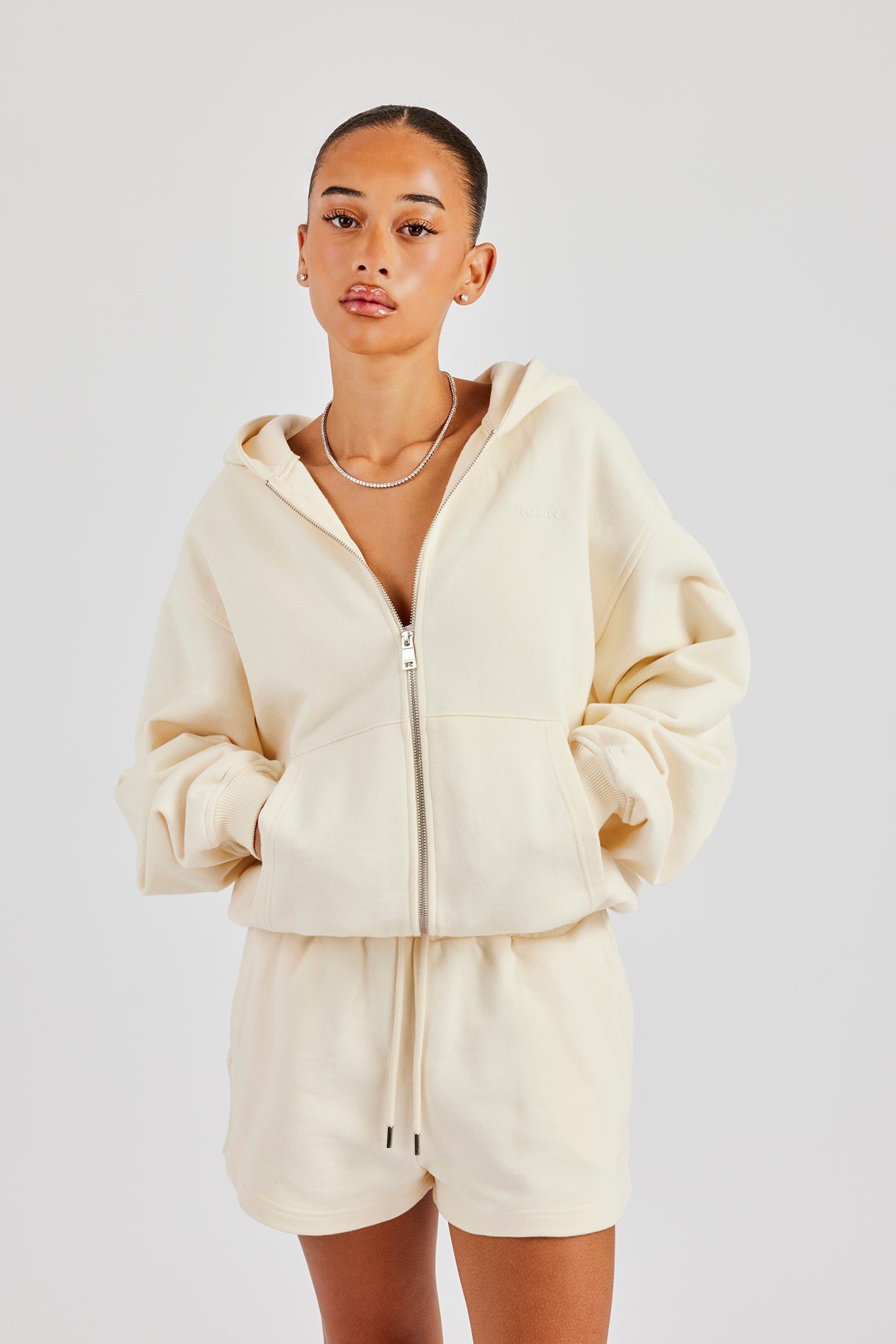 Zip Through Hoodie & Short - Butter Yellow