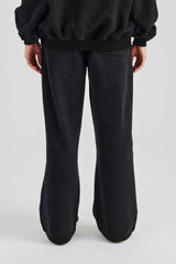 Embroidered Wide Leg Jogger - Black