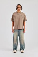 Washed Cernucci Print T-Shirt - Taupe