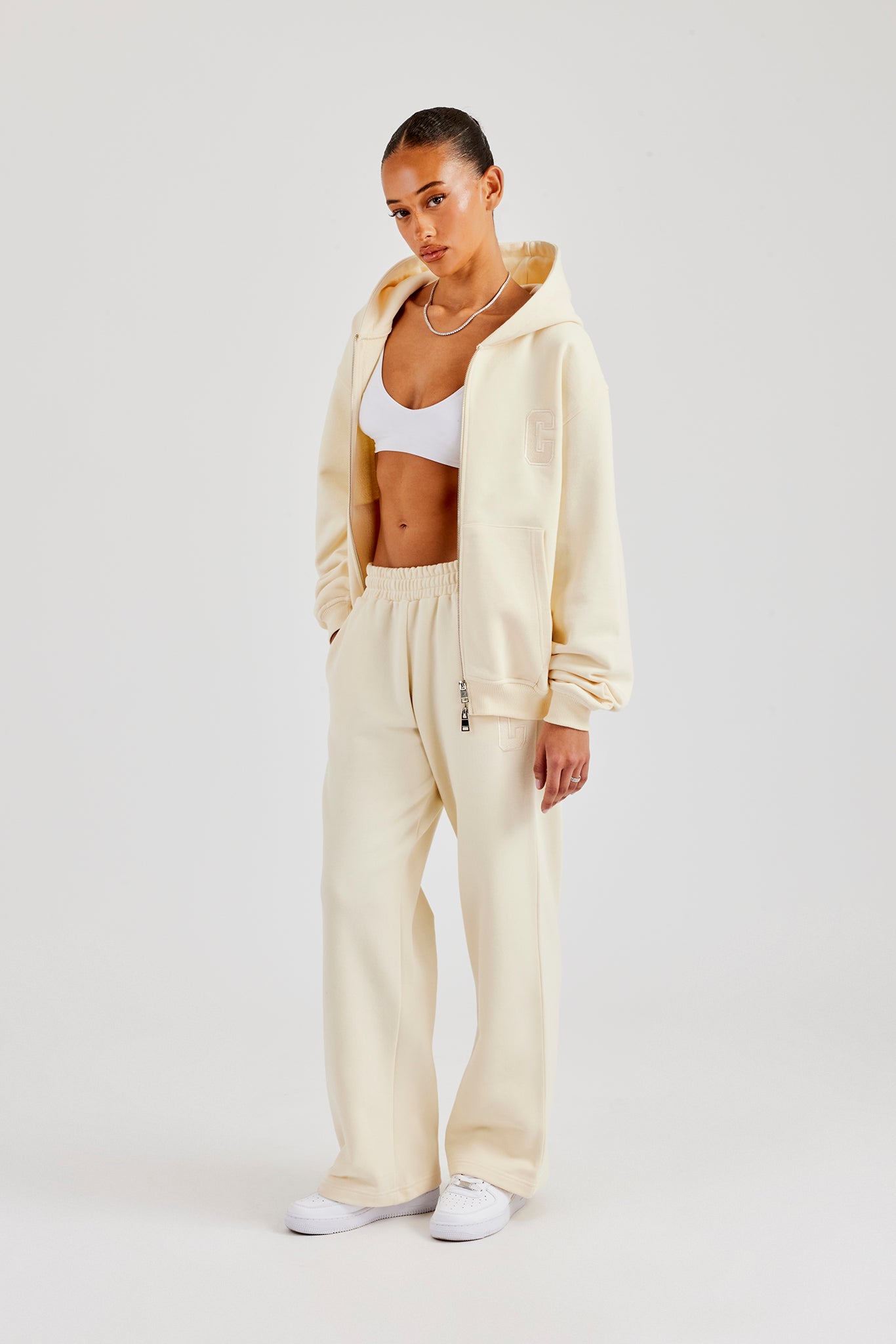 Embroidered C Jogger - Butter Yellow
