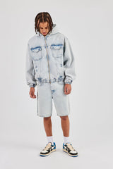 Relaxed Denim Jort - Ice Blue