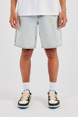 Relaxed Denim Jort - Ice Blue