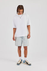 Relaxed Denim Jort - Ice Blue