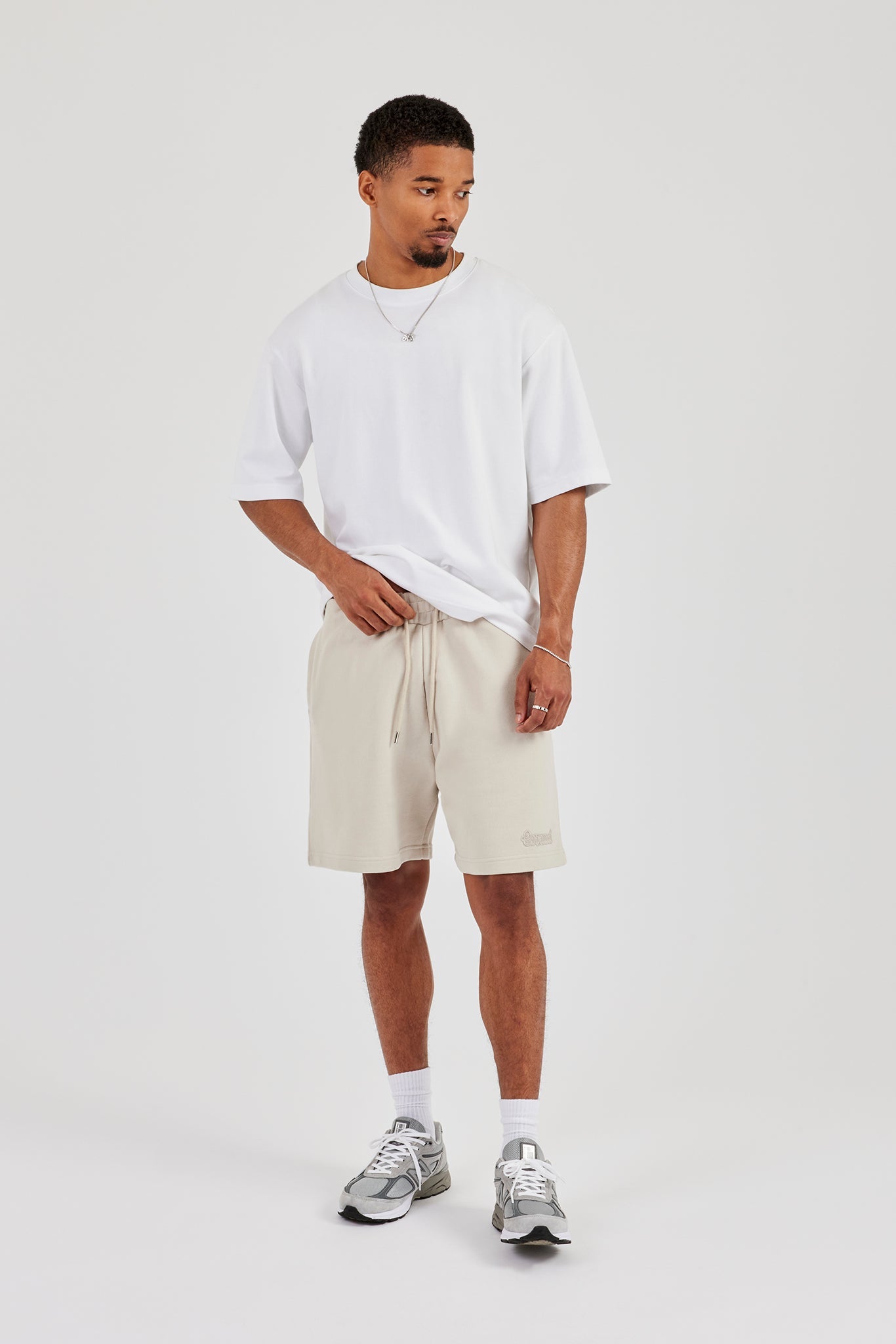 Washed Relaxed Embroidered short - Washed Stone