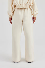 Distressed Applique Wide Leg Jogger - Butter Yellow